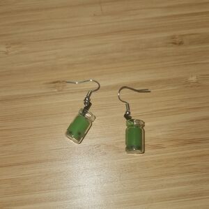 Green Boba Bottle Earrings
